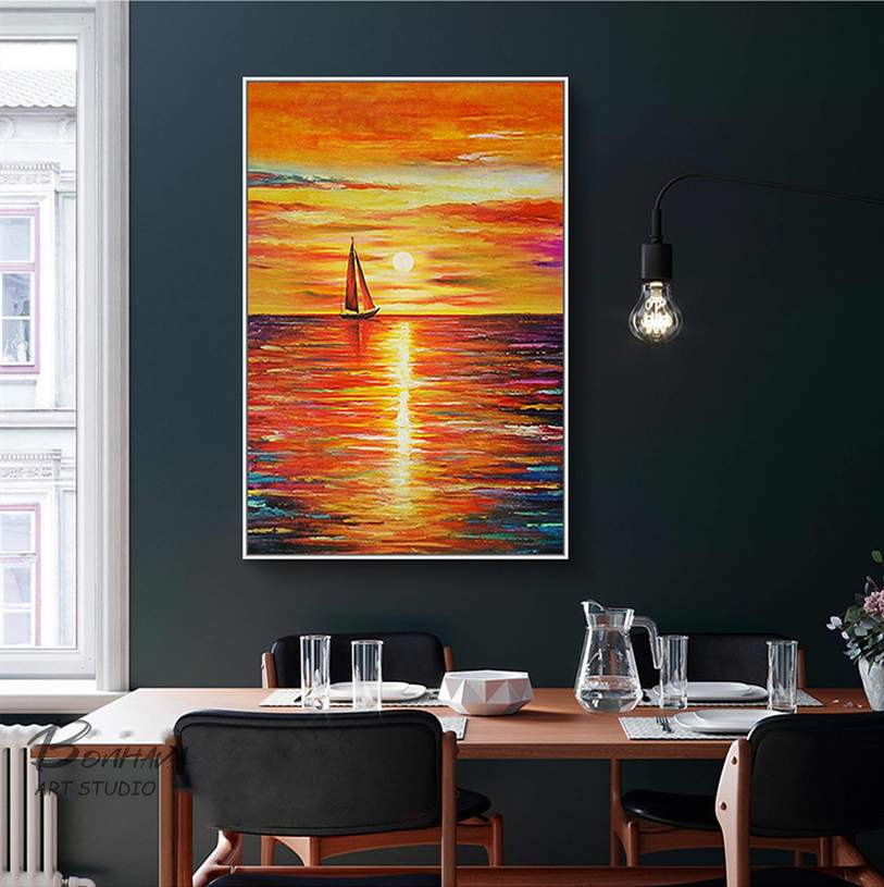 sunset abstract painting canvas design 3